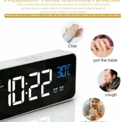 * Abcrital Reveil Numerique Led, Reveil Numerique Horloge De Bureau Miroir Reveil De Voyage Rechargeable Usb Avec 2 Alarmes/Snooze/Temperature><noscript><img width=