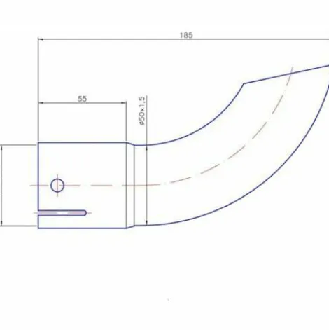 * Cyclingcolors Embout D'Echappement Coude Diametre 55,5Mm Interieur Longueur 190Mm Tracteur> Accessoire Pour Tondeuse Et Autoportée
