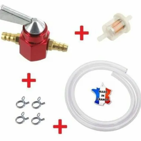 * Cyclingcolors Kit Essence Universel 5Mm 6Mm : Robinet Rouge + Durite + Filtre + Collier Tondeuse Tracteur> Accessoire Pour Tondeuse Et Autoportée