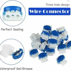 * Habientot 20 Pieces Connecteurs De Cable Remplis Des Resines, Connecteurs Pour Cable Peripherique, 314 Connecteurs De Cable Etanche 3 Trous, Parfait Pour Jardin & Exterieur Et Tondeuse Robot Bleu + Blanc,Oi-Fris><noscript><img width=