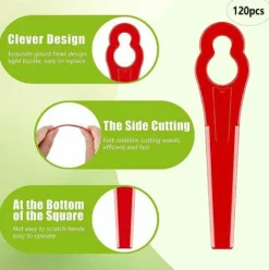 * Hklffja 120Pcs Lames En Plastique De Rechange Pour Coupe Bordure Lame De Tondeuse A Gazon Lames Pour Debroussailleuse Sans Fil Lames De Coupe De Remplacement Pour Jardin Pelouse (Vert)><noscript><img width=