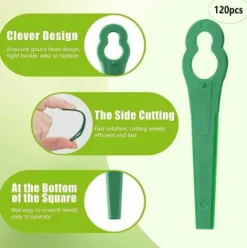 * Hklffja 120Pcs Lames En Plastique De Rechange Pour Coupe Bordure Lame De Tondeuse A Gazon Lames Pour Debroussailleuse Sans Fil Lames De Coupe De Remplacement Pour Jardin Pelouse (Vert)><noscript><img width=