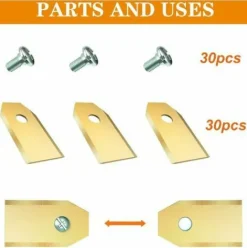 * Kaejyiut Lot De 30 Lames De Rechange En Titane Pour Tous Les Robots Tondeuses A Gazon Husqvarn/Automower/Gardena(3G-0.75Mm) Avec 30 Vis, Pour Modeles 105,310,315,320,420,430X,R40I><noscript><img width=