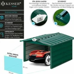 * Kesser Toit A Deux Versants De Garage Pour Tondeuse | Toiture | Carport | Abri En Metal Pour Tondeuse A Gazon, Robot A Gazon, Tondeuse Automatique De Jardin | Resistant Aux Intemperies | Garage Pour Tondeuse Robot Avec Materiel De Montage, Vert><noscript><img width=