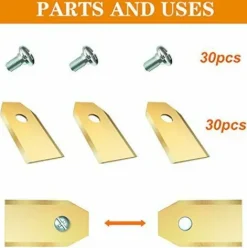 * Lames De Rechange Homealexa 30 X En Titane Pour Tous Les Tondeuses De Jardin Automower Husqvarna/Gardena/Yard Force/Automower Robuste (3.1 G / 0.75 Mm) Avec Vis><noscript><img width=