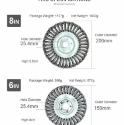 * Ocxin Brosse De Desherbage Brosse De Desherbage Disque Metallique Torsade Roue De Desherbage Disque De Desherbage Tete De Desherbage Brosse De Desherbage Disque De Desherbage Diametre 200 Mm Trou De 25,4 Mm (8 Pouces)> Accessoire Pour Tondeuse Et Autoportée