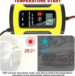 * Osqi Chargeur De Batterie Intelligent Portable A Ecran Lcd 6A/12V Avec Type De Reparation De Protections Multiples Pour Batterie De Moto De Voiture><noscript><img width=