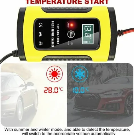 * Osqi Chargeur De Batterie Intelligent Portable A Ecran Lcd 6A/12V Avec Type De Reparation De Protections Multiples Pour Batterie De Moto De Voiture> Accessoire Pour Tondeuse Et Autoportée