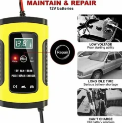 * Osqi Chargeur De Batterie Intelligent Portable A Ecran Lcd 6A/12V Avec Type De Reparation De Protections Multiples Pour Batterie De Moto De Voiture><noscript><img width=