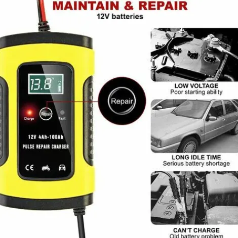 * Osqi Chargeur De Batterie Intelligent Portable A Ecran Lcd 6A/12V Avec Type De Reparation De Protections Multiples Pour Batterie De Moto De Voiture> Accessoire Pour Tondeuse Et Autoportée