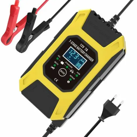 * Osqi Chargeur De Batterie Intelligent 7A/12V Chargeur De Moto Rapide Portable Avec Mode De Reparation De Protection D'Affichage Lcd Pour Voiture Moto Auto Jaune> Accessoire Pour Tondeuse Et Autoportée