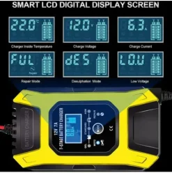 * Osqi Chargeur De Batterie Intelligent 7A/12V Chargeur De Moto Rapide Portable Avec Mode De Reparation De Protection D'Affichage Lcd Pour Voiture Moto Auto Jaune> Accessoire Pour Tondeuse Et Autoportée