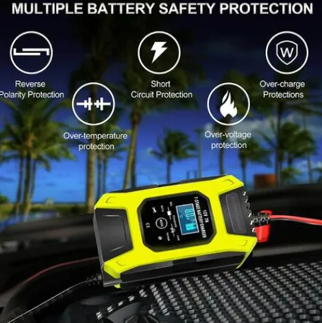 * Osqi Chargeur De Batterie Intelligent 7A/12V Chargeur De Moto Rapide Portable Avec Mode De Reparation De Protection D'Affichage Lcd Pour Voiture Moto Auto Jaune> Accessoire Pour Tondeuse Et Autoportée