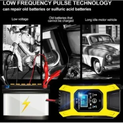 * Osqi Chargeur De Batterie Intelligent 7A/12V Chargeur De Moto Rapide Portable Avec Mode De Reparation De Protection D'Affichage Lcd Pour Voiture Moto Auto Jaune><noscript><img width=