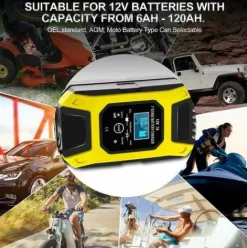 * Osqi Chargeur De Batterie Intelligent 7A/12V Chargeur De Moto Rapide Portable Avec Mode De Reparation De Protection D'Affichage Lcd Pour Voiture Moto Auto Jaune><noscript><img width=