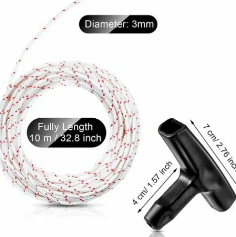 * Ousudela Corde De Demarrage De 10 M 3 Mm Avec 3 Poignees Pour Tondeuse A Gazon, Tronconneuse, Debroussailleuse, Pieces De Moteur> Accessoire Pour Tondeuse Et Autoportée