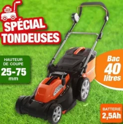* Outiror Tondeuse EÉlectrique Sans Fil A Batterie Rechargeable 37 Cm De Largeur De Coupe> Tondeuse À Batterie