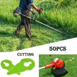 * Oylda 50Pcs Lame De Coupe En Plastique Pour Tondeuse A Gazon Compatible Avec La Debroussailleuse, Rouge><noscript><img width=
