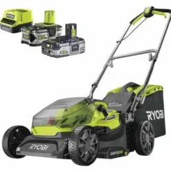 * Pack Ryobi Tondeuse 18V Brushless Ry18Lmx37A-150 1 Batterie 3.0Ah High Energy 1 Batterie 5,0 Ah Chargeur Rapide> Tondeuse À Batterie