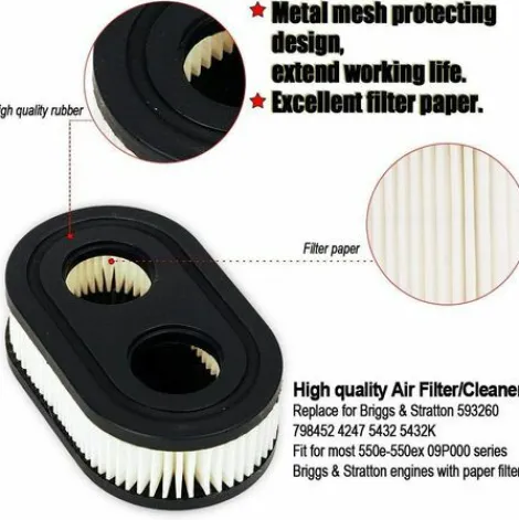 * 2Pcs Cartouche De Nettoyage De Filtre A Air Compatible ,Betterlife Avec Briggs&Stratton 798452 593260 4247 5432 5432K Stens102-851 Moteur Lawnmower> Accessoire Pour Tondeuse Et Autoportée
