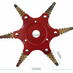 * Qersta Lame De Tondeuse A Gazon En Dents De Scie, Tete De Tonte A Six Lames, Accessoires De Desherbage Agricole 0,5 Lame Noire A Corps Rouge><noscript><img width=