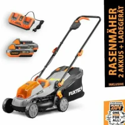 * Tondeuse A Gazon EÉlectrique A Batterie 40V (2X20V) Fuxtec Fx-E1Rm20 Set Avec 2 Batteries 2Ah Et Double Chargeur 2,4A> Tondeuse À Batterie