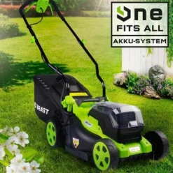 * Tondeuse EÉlectrique Sans Fil A Batterie 40V Coupe 34Cm Incl. Batteries Et Chargeurs, Sac 35L 60 Min Sans Charge, Reglage Central De Coupe En 6 Etapes Tondeuse EÉlectrique Sans Fil De Brast> Tondeuse À Batterie