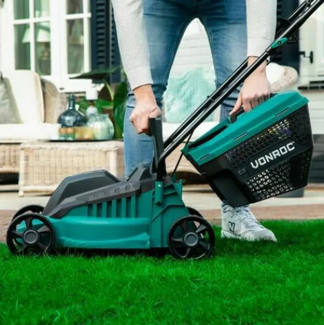 * Vonroc Tondeuse A Gazon 1300W Largeur De Coupe De 32Cm Bac De Ramassage 30L Avec Indicateur De Remplissage Hauteur De Coupe Reglable> Tondeuse Électrique Filaire
