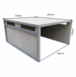 * Wiltec Garage De Robot Tondeuse Toit En Pente Bois Massif Abri Carport Gris 80X70X38Cm><noscript><img width=