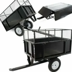 * Wiltec Remorque Basculante 114X76X30Cm Avec Grille Et Parois Amovibles Dispositif D'Attelage Universel> Accessoire Pour Tondeuse Et Autoportée